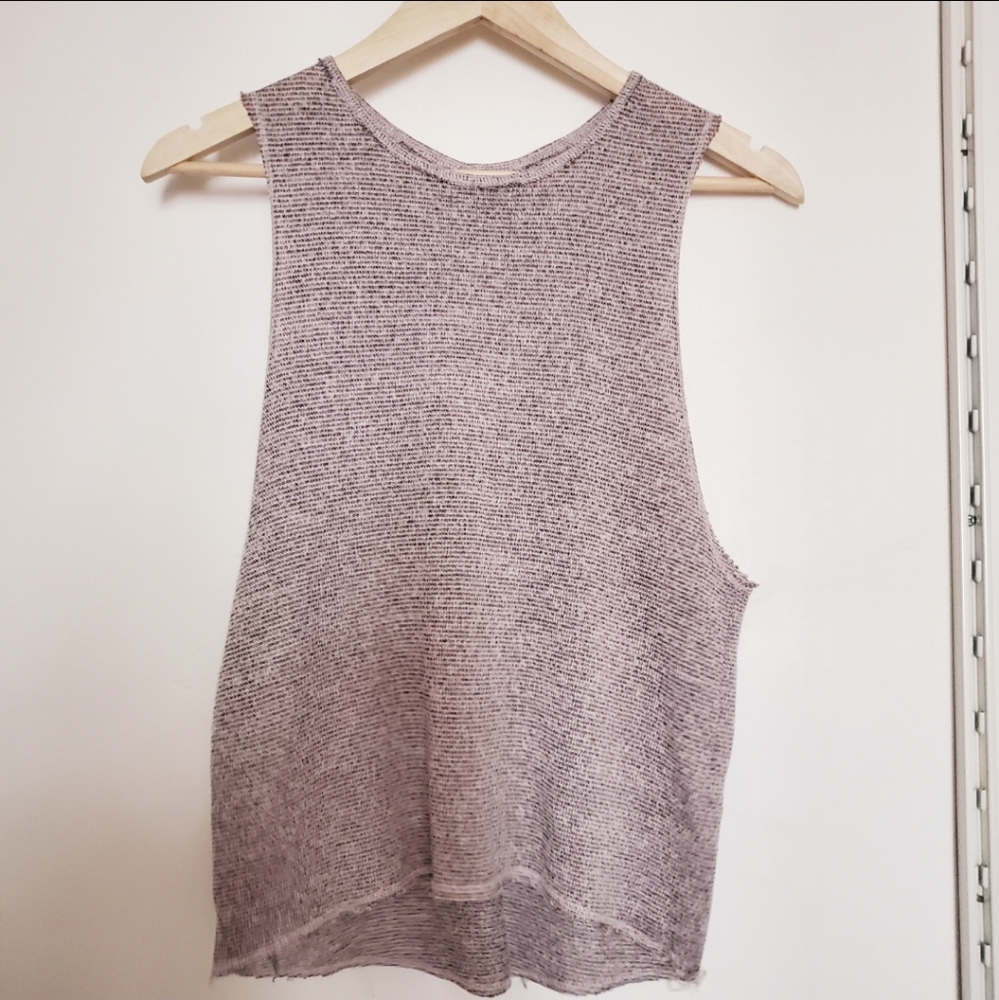 SOLD- TOPSHOP GREY LIGHT PINK KNITTED MUSCLE TEE SIZE 6
